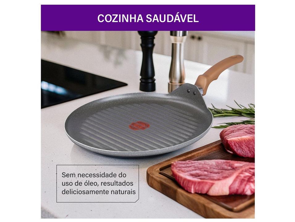 Frigideira Grill Antiaderente Rochedo de Alumínio Ondulada Natural Stone Cinza Claro 30cm - 6