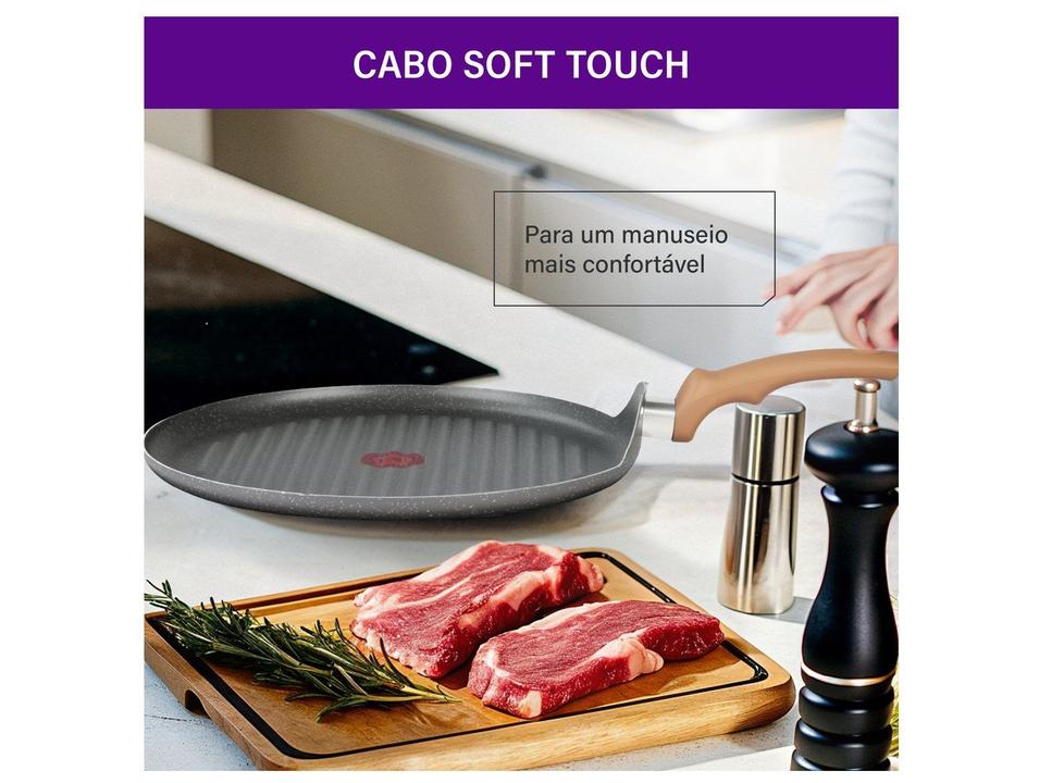 Frigideira Grill Antiaderente Rochedo de Alumínio Ondulada Natural Stone Cinza Claro 30cm - 4