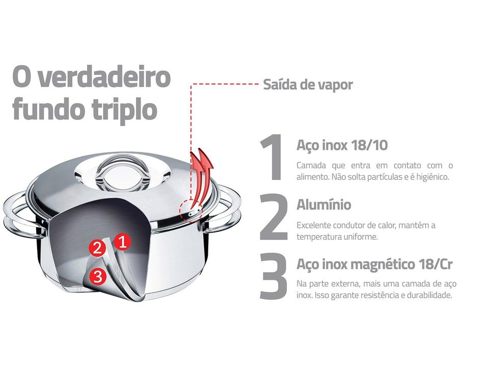 Frigideira Tramontina Fundo Triplo 28cm com Tampa Inox Solar 62500280 - 3