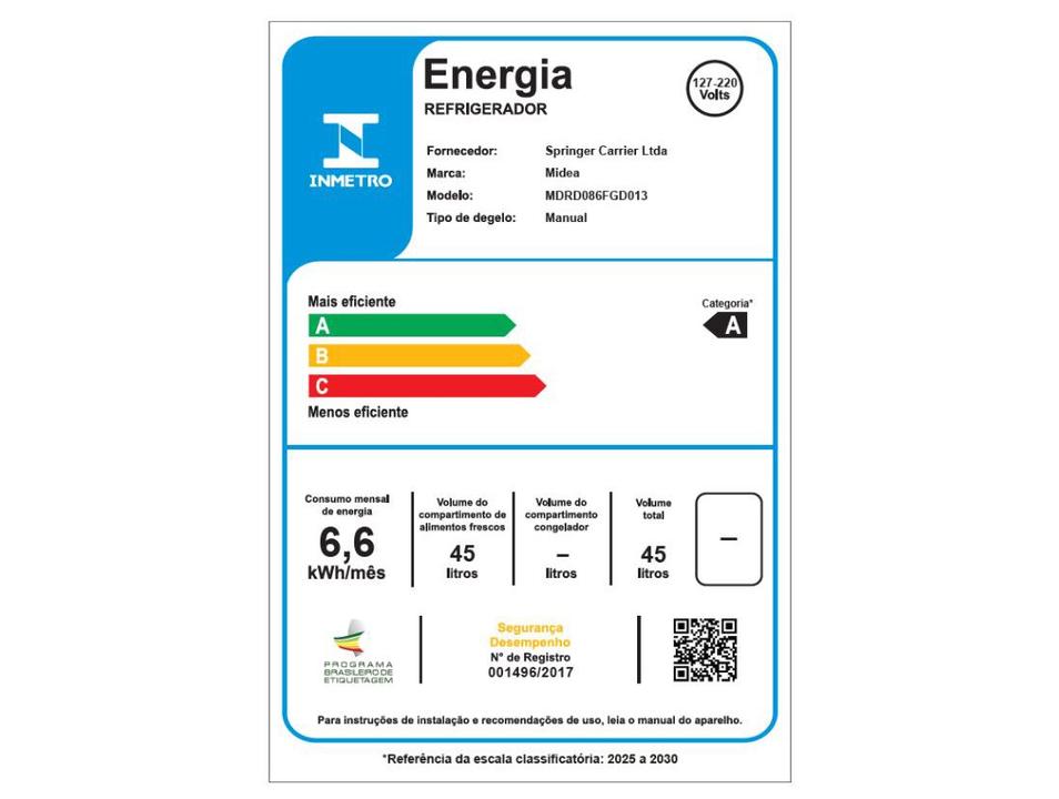 Frigobar Midea 45L Branco MDRD086FGD013 - 10