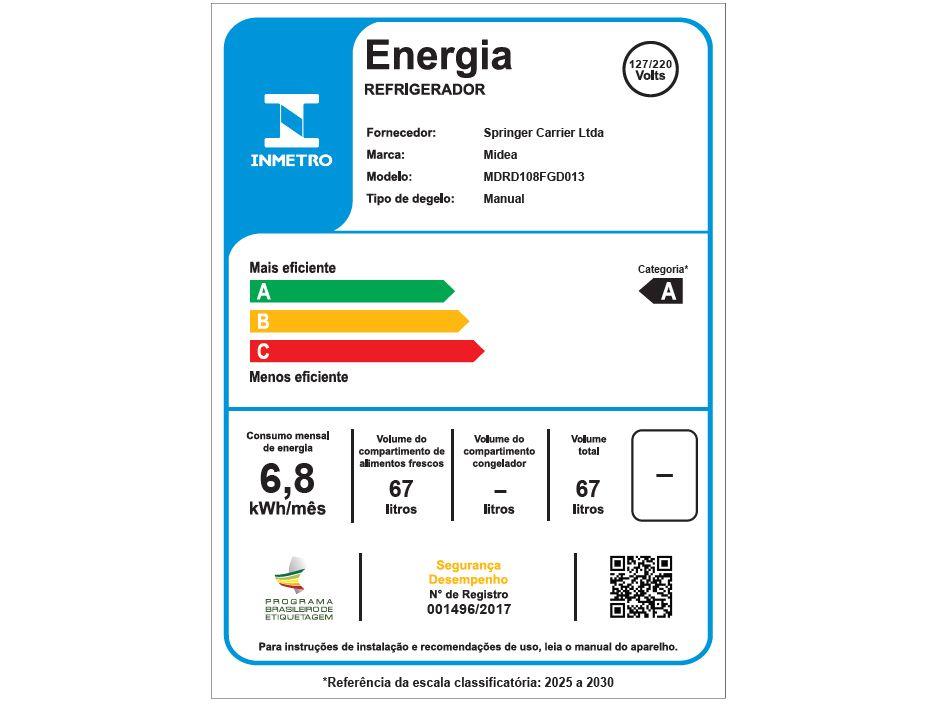 Frigobar Midea 67L Branco Inverter MDRD108FGD013 - 7