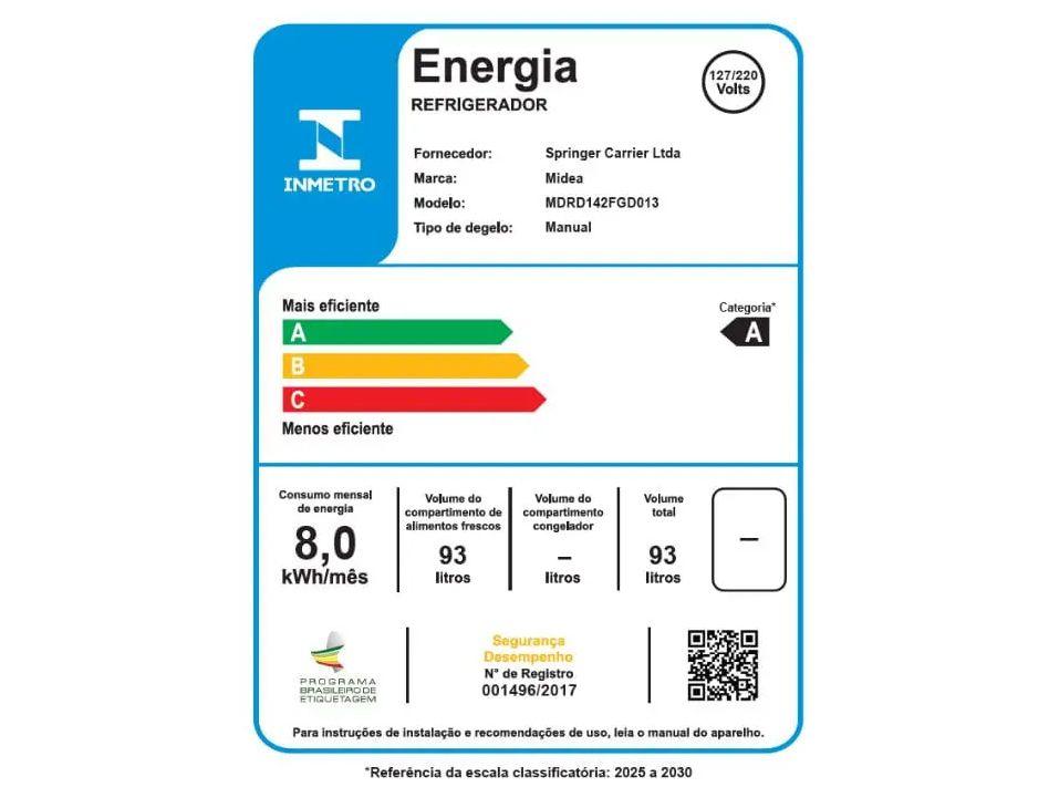 Frigobar Midea 93L Branco Inverter MDRD142FGD013 - 7