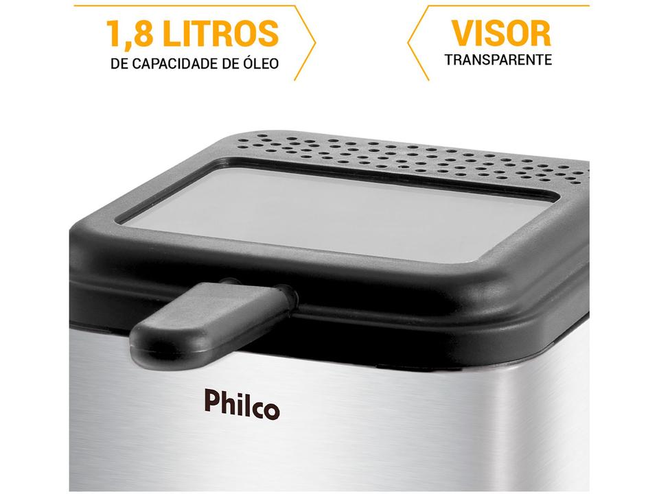 Fritadeira Elétrica com Óleo Philco - Deep Fry Inox Preta 1,8L - 110 V - 10