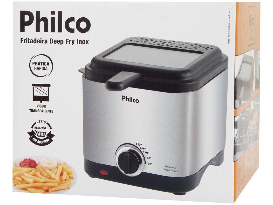 Fritadeira Elétrica com Óleo Philco - Deep Fry Inox Preta 1,8L - 110 V - 8