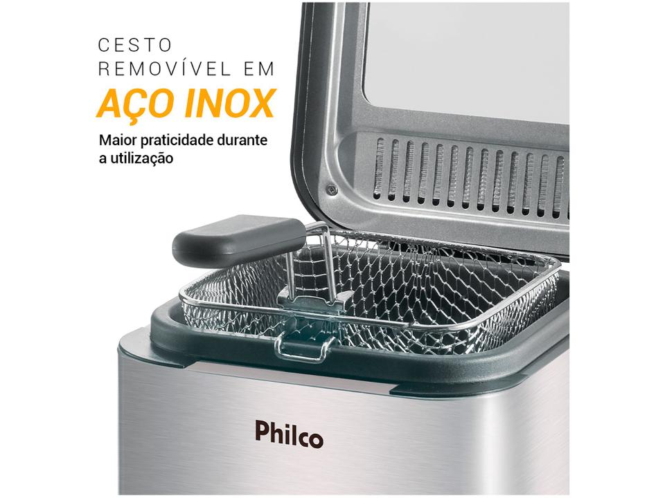 Fritadeira Elétrica com Óleo Philco - Deep Fry Inox Preta 1,8L - 110 V - 9