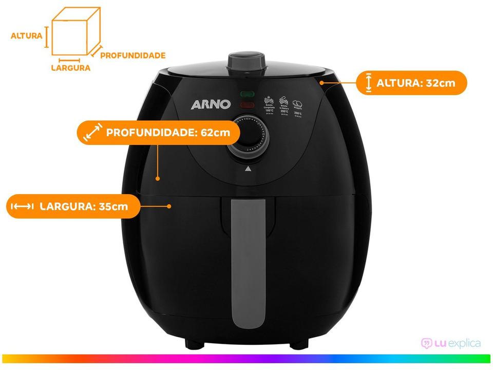 Fritadeira Elétrica sem Óleo/Air Fryer Arno Easy Fry Preta com Timer 3,2L - 10
