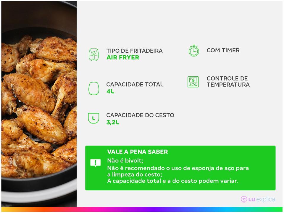 Fritadeira Elétrica Sem Óleo/Air Fryer Britânia - 1