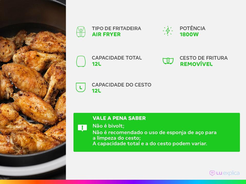 Fritadeira Elétrica sem Óleo/Air Fryer Elgin Oven Fry 4 em 1 Preta com Forno 12L - 1
