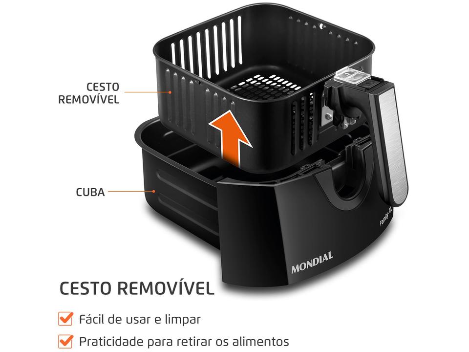 Fritadeira Elétrica sem Óleo/Air Fryer Mondial AFN-40-FB Preto 4L com Timer - 3