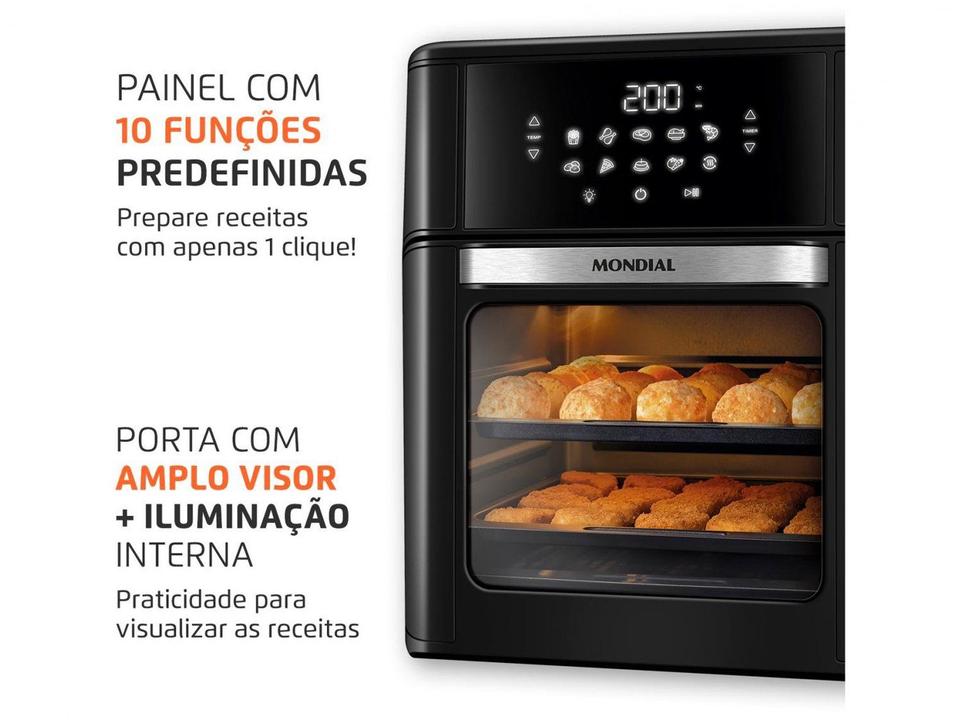 Fritadeira Elétrica sem Óleo/Air Fryer Mondial AFO-12L-FB Preta 12L - 8