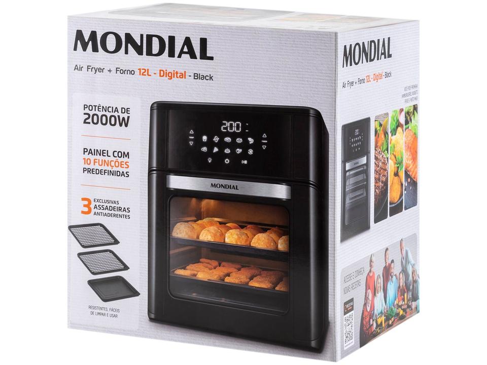 Fritadeira Elétrica sem Óleo/Air Fryer Mondial AFO-12L-FB Preta 12L - 16