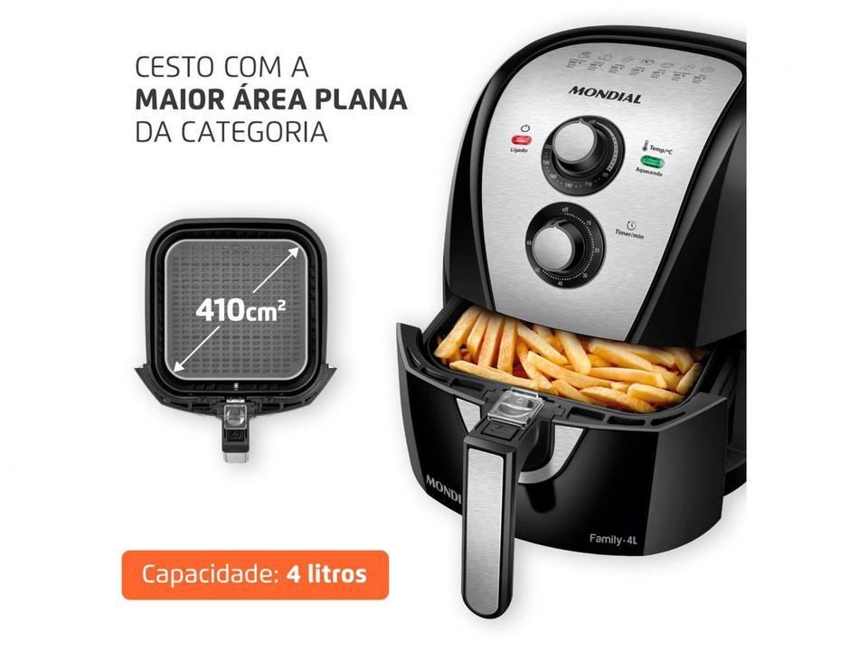 Fritadeira Elétrica sem Óleo/Air Fryer Mondial Family AFN-40-BI Preto 4L com Timer - 110 V - 2