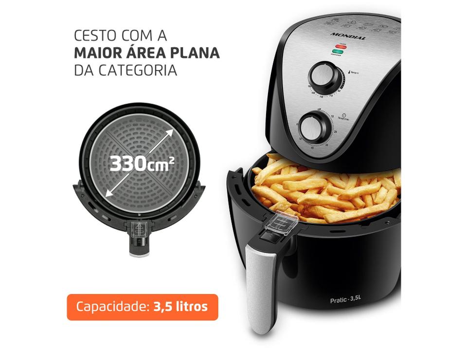 Fritadeira Elétrica sem Óleo/Air Fryer Mondial Family-IV AF-30I Preta 3,5L com Timer - 2