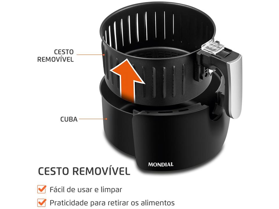 Fritadeira Elétrica sem Óleo/Air Fryer Mondial Family-IV AF-30I Preta 3,5L com Timer - 4