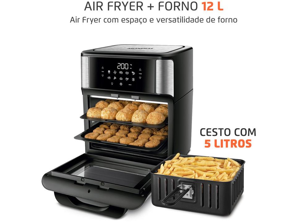 Fritadeira Elétrica sem Óleo/Air Fryer Mondial Forno Oven AFON-12L-BI Preta 12L - 110 V - 3
