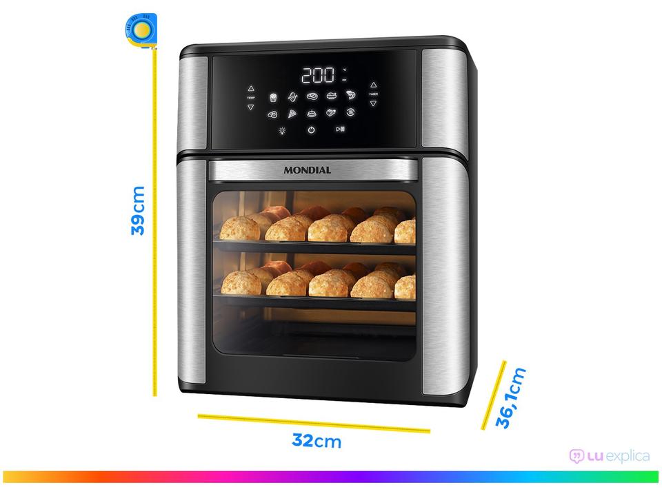 Fritadeira Elétrica sem Óleo/Air Fryer Mondial Forno Oven AFON-12L-BI Preta 12L - 110 V - 2