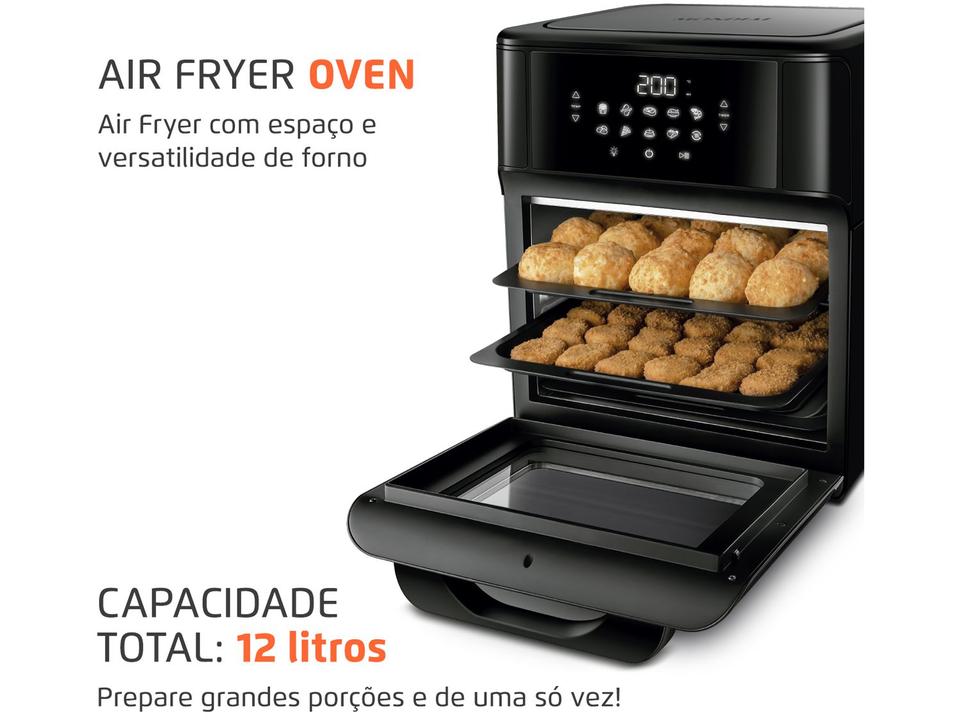 Fritadeira Elétrica sem Óleo/Air Fryer Mondial Forno Oven AFON-12L-FB Preta 12L - 220 V - 3