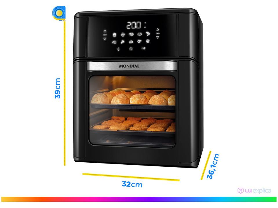 Fritadeira Elétrica sem Óleo/Air Fryer Mondial Forno Oven AFON-12L-FB Preta 12L - 220 V - 2