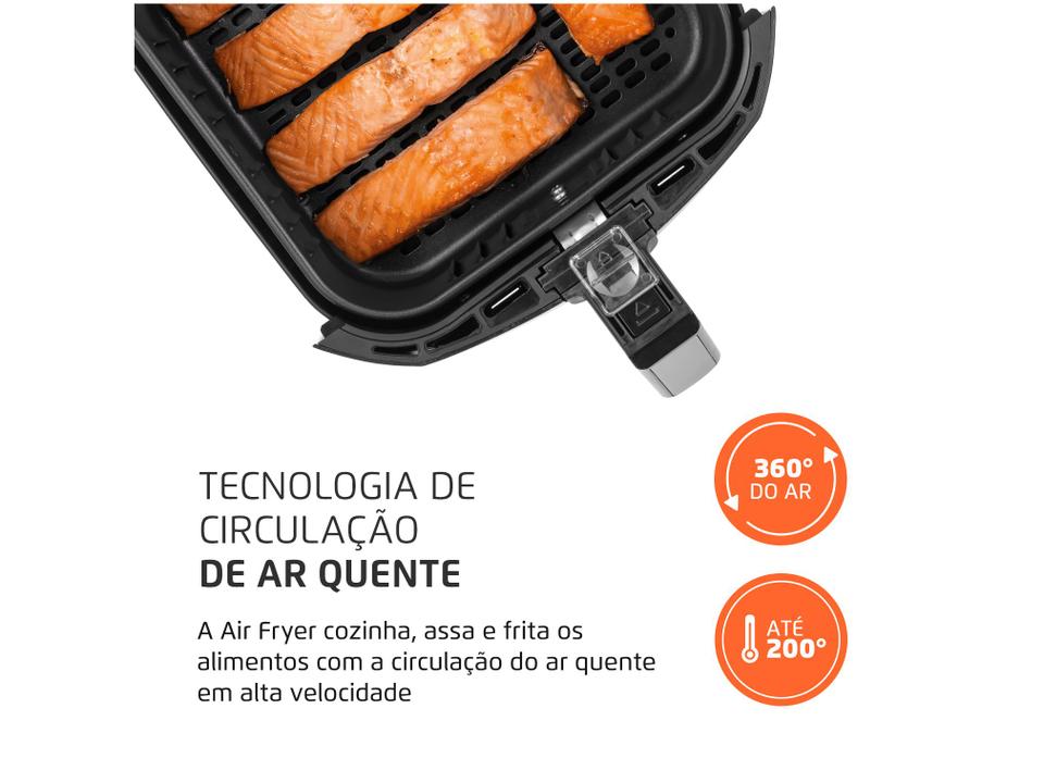 Fritadeira Elétrica sem Óleo/Air Fryer Mondial - Grand Family Inox AFN-50-BI Preto 5L com Timer - 110 V - 5