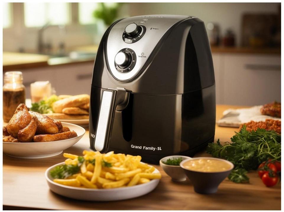 Fritadeira Elétrica sem Óleo/Air Fryer Mondial Grand Family Inox AFN-50-BI Preto 5L com Timer - 2