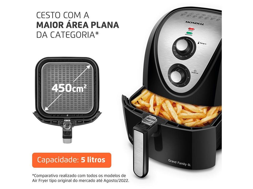 Fritadeira Elétrica sem Óleo/Air Fryer Mondial Grand Family Inox AFN-50-BI Preto 5L com Timer - 3