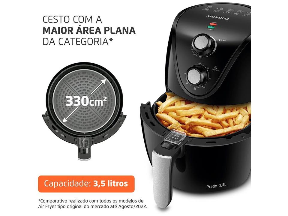 Fritadeira Elétrica sem Óleo/Air Fryer Mondial New Pratic AF-31 Preto 3,5L com Timer - 2