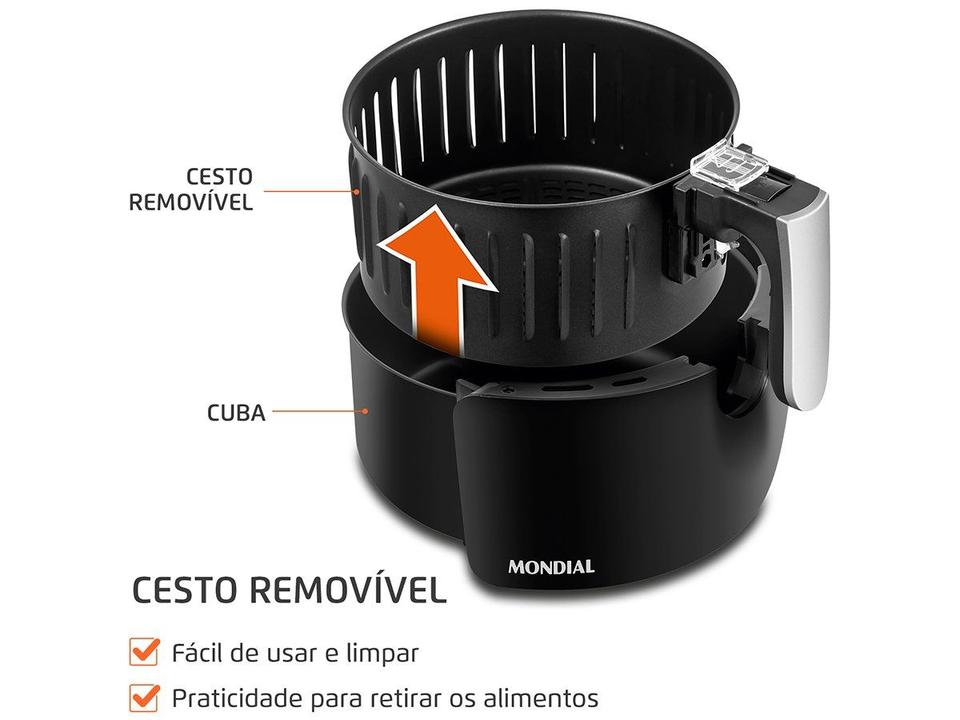 Fritadeira Elétrica sem Óleo/Air Fryer Mondial New Pratic AF-31 Preto 3,5L com Timer - 4