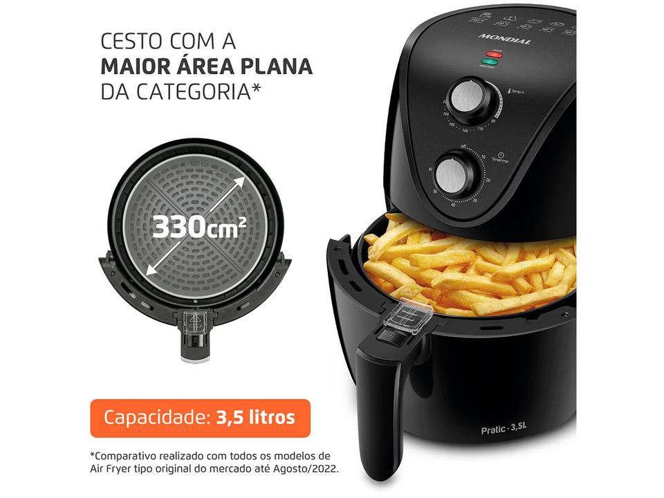 Fritadeira Elétrica sem Óleo/Air Fryer Mondial Pratic AF-35-BF Preta 3,5L com Timer - 3
