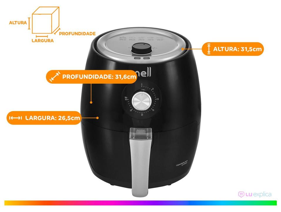 Fritadeira Elétrica sem Óleo/Air Fryer Nell Smart Preta 2,4L com Timer - 4