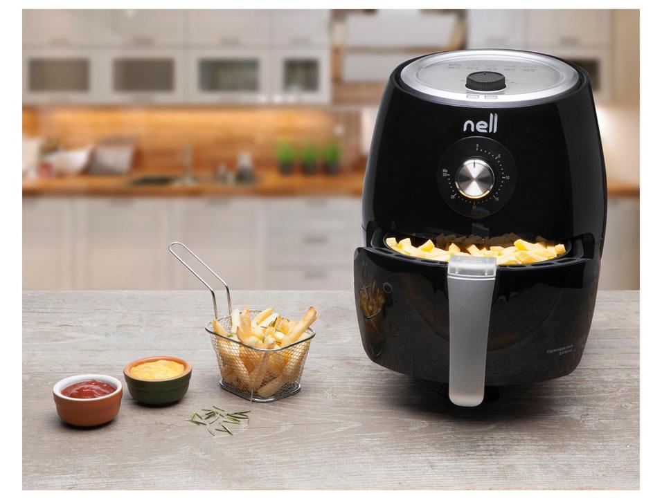 Fritadeira Elétrica sem Óleo/Air Fryer Nell Smart Preta 2,4L com Timer - 2