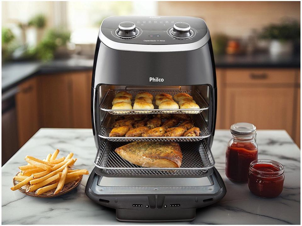 Fritadeira Elétrica sem Óleo/Air Fryer Philco 2 em 1 Air Fry e Forno Oven PFR2000P Preto 11L - 1