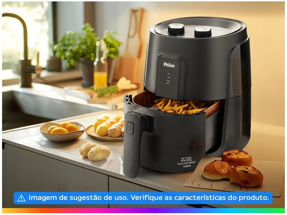 Fritadeira Elétrica sem óleo/Air Fryer Philco PFR15PG Preto 4,3L com Timer - 2