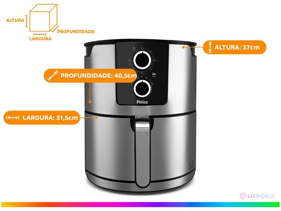 Fritadeira Elétrica sem Óleo/Air Fryer Philco Preto e Prata 6,1L - 15