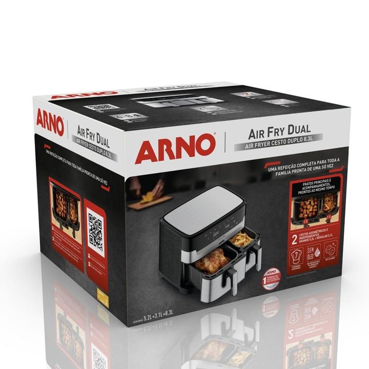 Fritadeira sem Óleo Airfryer Arno Dual 8,3L Preto e Inox Digital 1800W AFD2 - 4