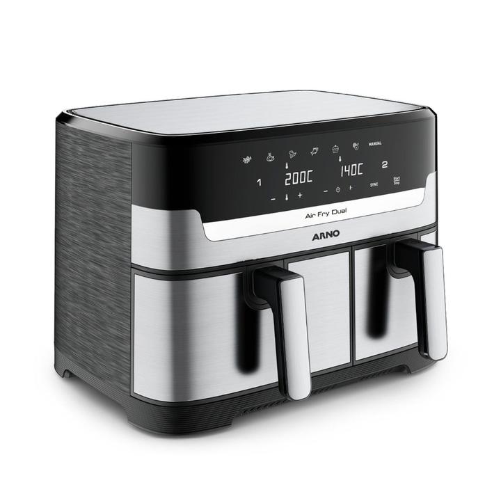 Fritadeira sem Óleo Airfryer Arno Dual 8,3L Preto e Inox Digital 1800W AFD2 - 1