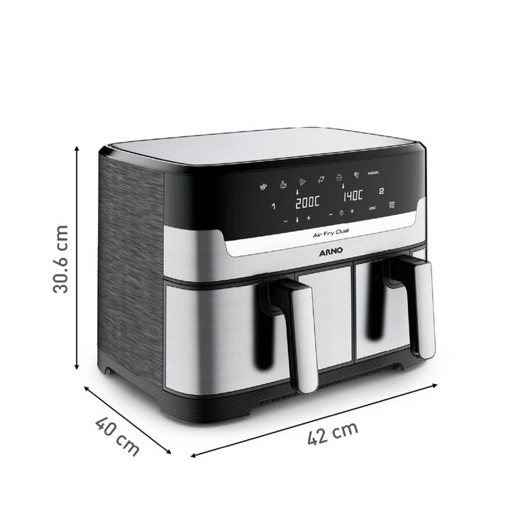 Fritadeira sem Óleo Airfryer Arno Dual 8,3L Preto e Inox Digital 1800W AFD2 - 3