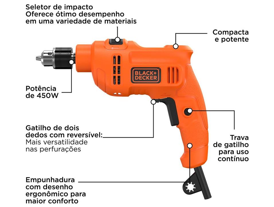 Furadeira de Impacto Black+Decker 450W BED710450 - 1