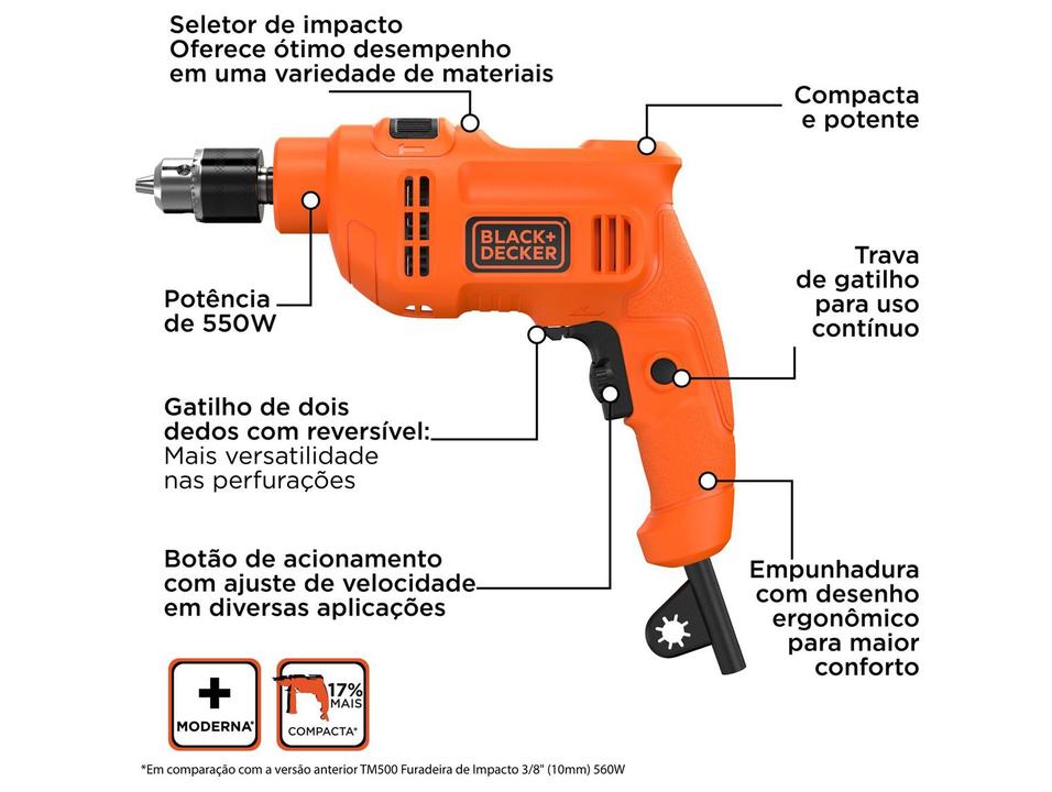 Furadeira de Impacto Black+Decker 550W BED710550 - 1