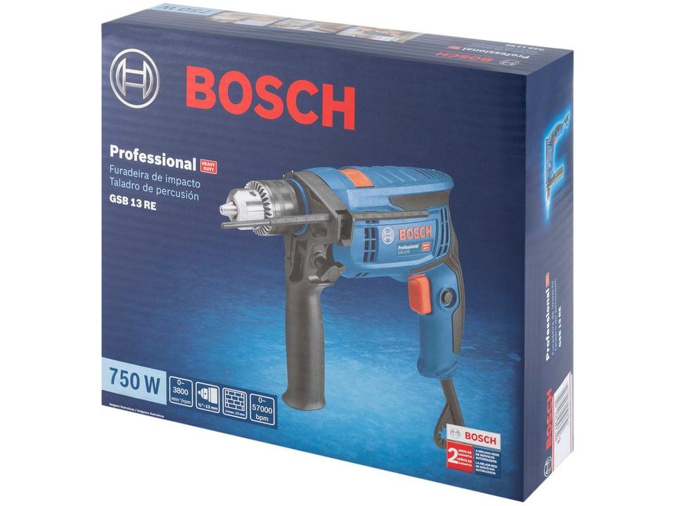 Furadeira de Impacto Bosch 750W 4 Peças GSB 13 RE Profissional - 11