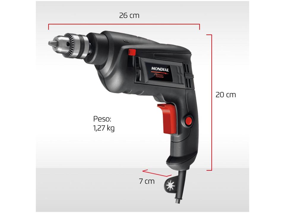 Furadeira de Impacto Mondial 550W 1 Velocidade - 5