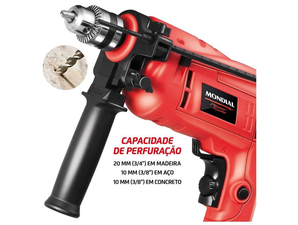 Furadeira de Impacto Mondial 650W com Maleta 14 Peças NFFI-07M - 5
