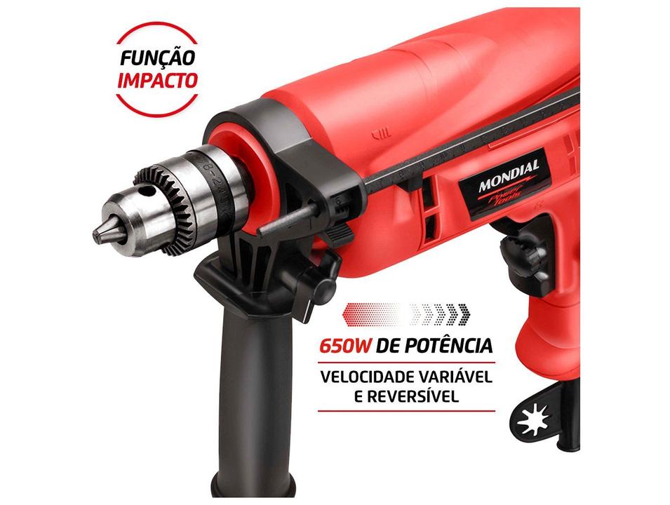 Furadeira de Impacto Mondial 650W com Maleta 14 Peças NFFI-07M - 3