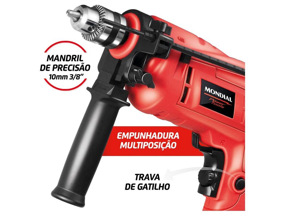 Furadeira de Impacto Mondial 650W com Maleta 14 Peças NFFI-07M - 4