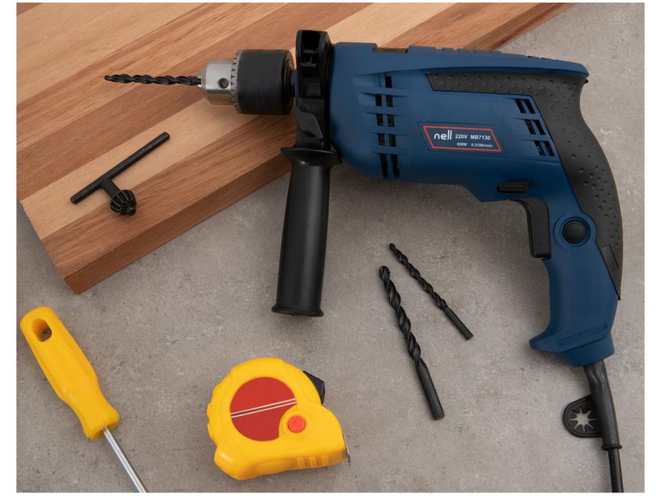 Furadeira de Impacto Nell 650W Velocidade Variável e Reversível 1/2” com Maleta 27 Peças MB713 - 1