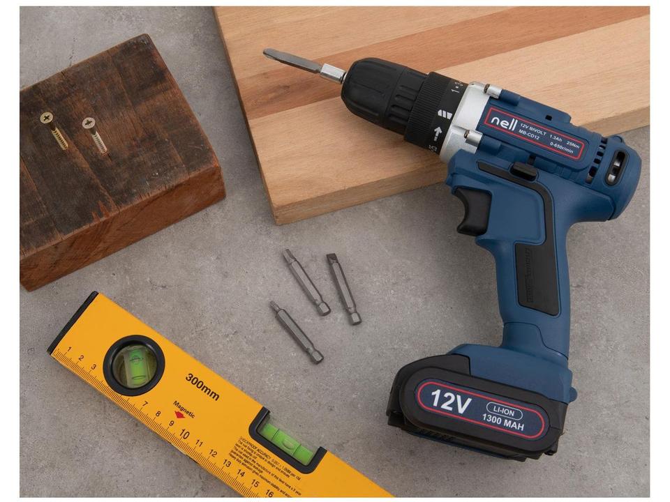 Furadeira e Parafusadeira a Bateria 12V 3/8" com Maleta + 13 Peças Nell - 1