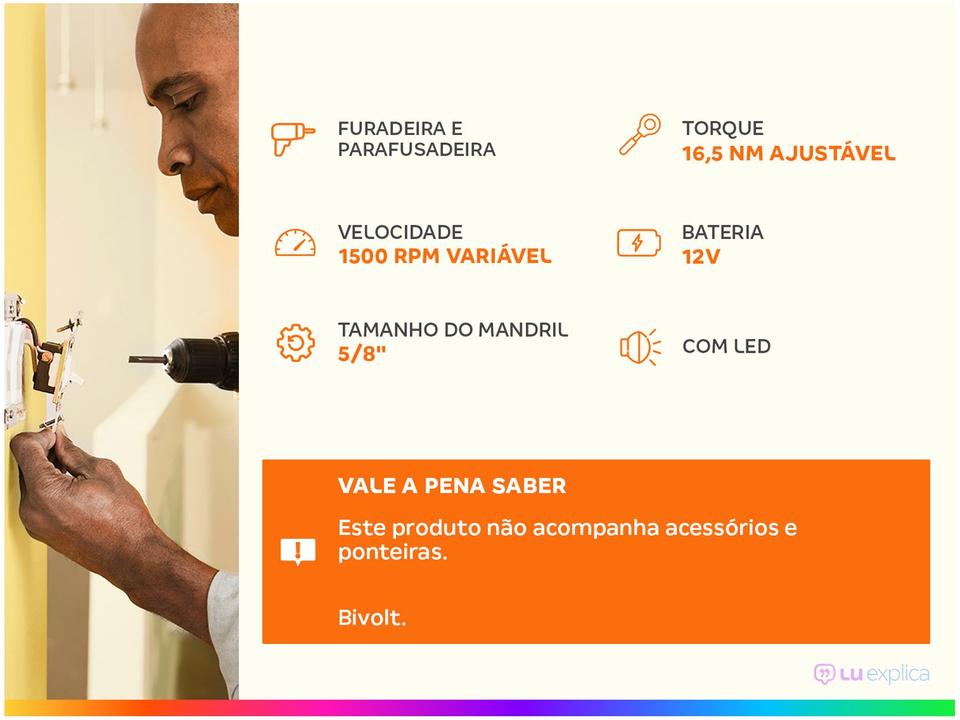 Furadeira e Parafusadeira a Bateria de Bancada - 1