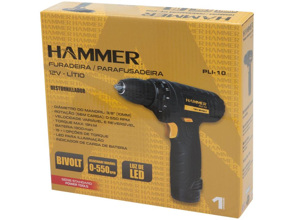 Furadeira e Parafusadeira a Bateria Hammer 12V - 10