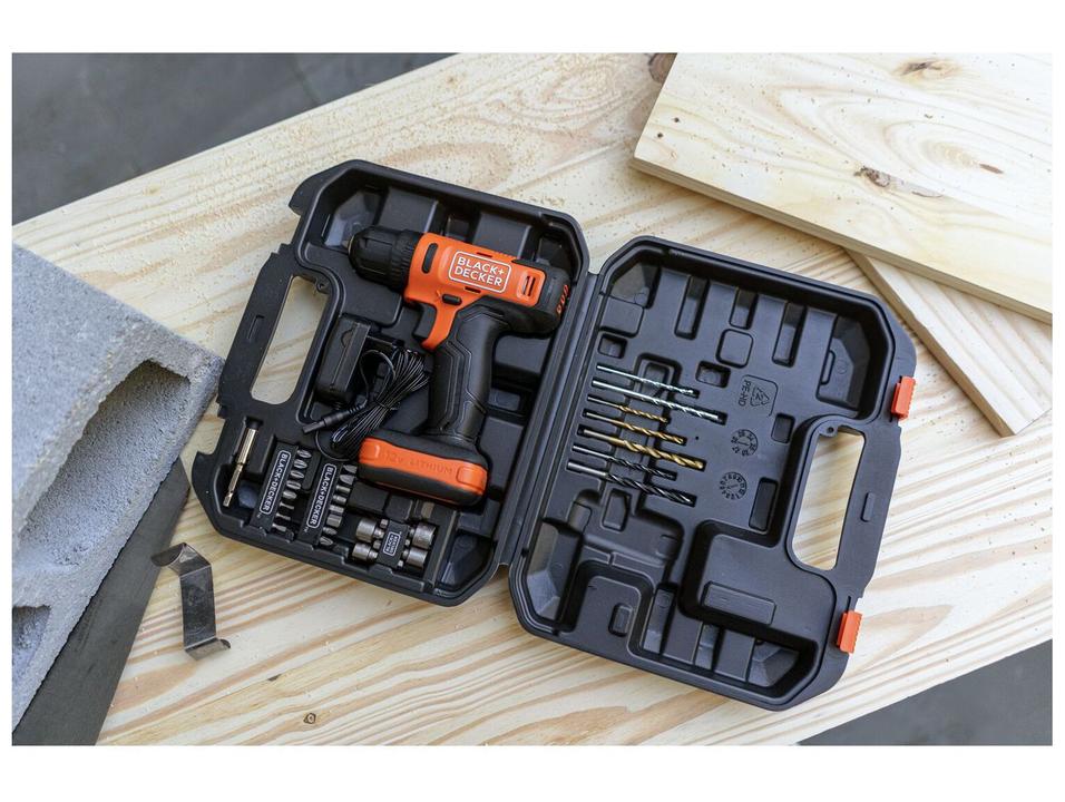 Furadeira e Parafusadeira de Impacto Black+Decker a Bateria 32 Peças BCD712VHDK-BR - 8
