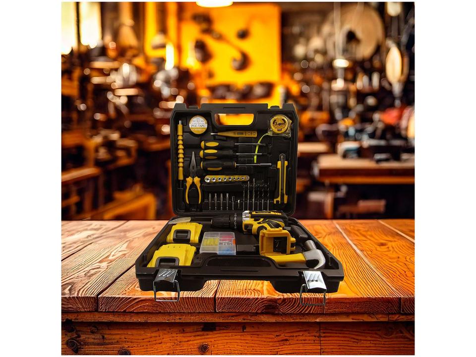 Furadeira e Parafusadeira de Impacto Titanium a Bateria 21V com Maleta 136 Peças Power Pro 136 - 1