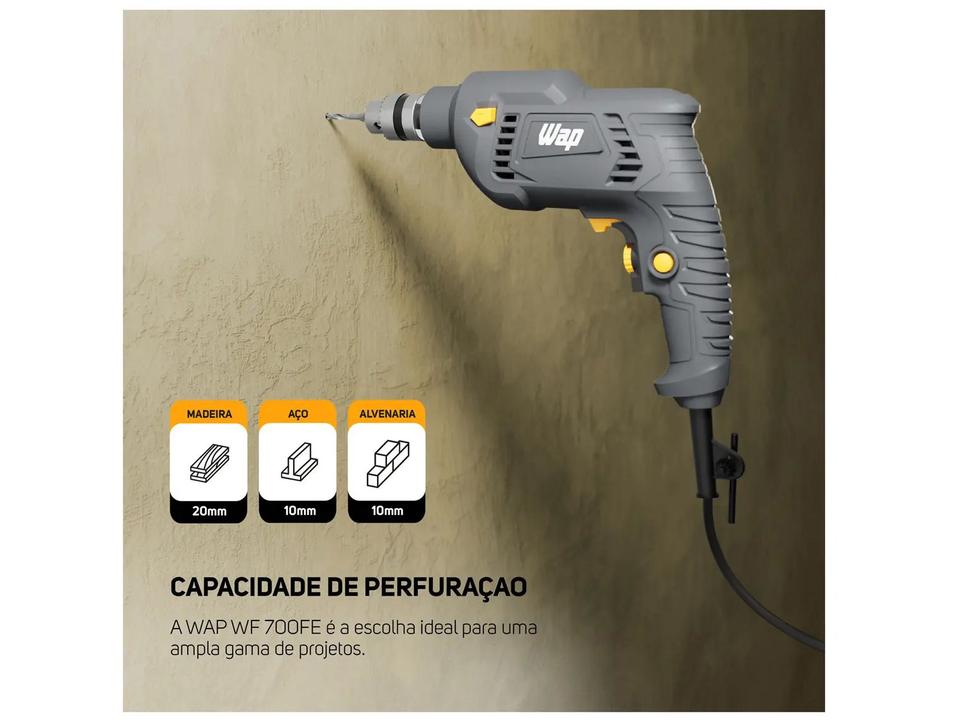 Furadeira e Parafusadeira de Impacto Wap 700W 2 Peças WF 700FE - 4